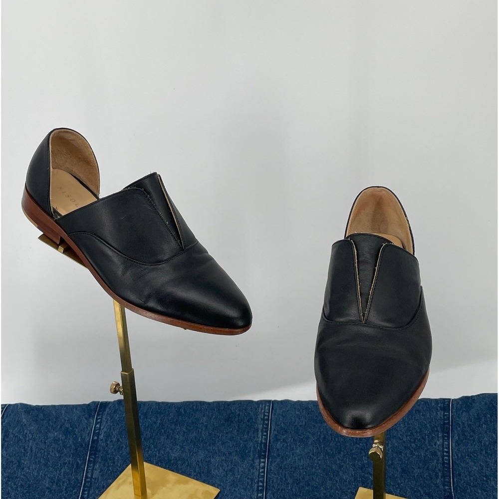 Nisolo Emma D'Orsay Oxford Black Leather Cutout Flats Women's 8.5 EUC